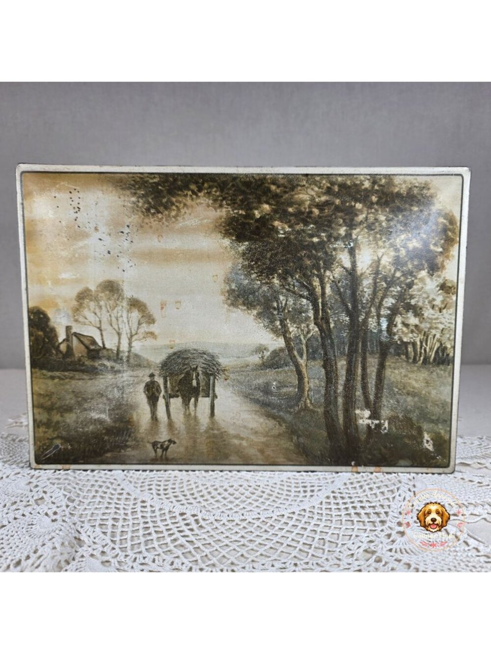 Vintage NBC Uneeda Biscuit Tin Box Country Landscape Scene National Biscuit Comp